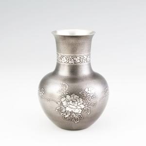 薩摩錫器 錫 花器 花瓶 H17.6 Φ13 143 岩切美巧堂　代引不可｜kinko-alliq-syokuhin