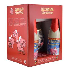 【コースター付】 デリリウム （デリリュウム） クリスマスギフトセット 330ml瓶×4本＆1脚 ベルギービール｜kinko-wine