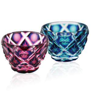 薩摩切子オールド（銅赤）八角籠目280cc 薩摩びーどろ工芸 22003