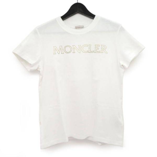MONCLER モンクレール センターロゴ Tシャツ 半袖 Sサイズ ホワイト ※中古