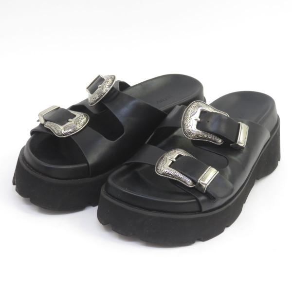 AMERI アメリ MEDI WESTERN BUCKLE SANDALS ベルテッドサンダル ブラ...
