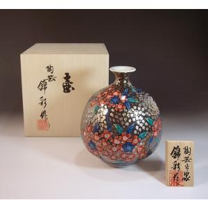 奥川俊右衛門　作　有田焼　花瓶　錦岩花鳥文⭐︎ 奥川俊右衛門 作 有田焼 花瓶 錦岩花鳥文⭐︎ 奥川俊右衛門 作 有田焼
