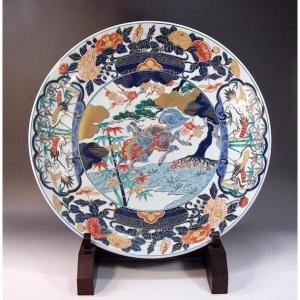 有田焼 古伊万里様式金彩麒麟絵飾り大皿｜陶芸作家 藤井錦彩 作
