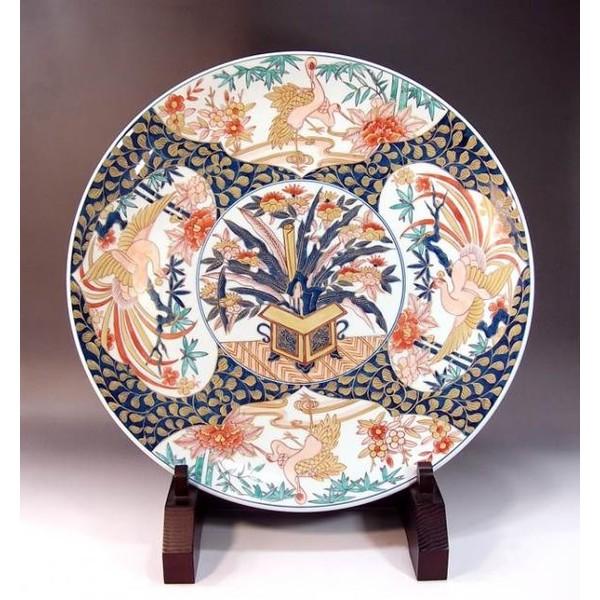 有田焼 古伊万里様式金彩花鳥絵飾り大皿｜陶芸作家　藤井錦彩 作