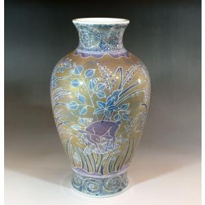 金彩梅絵花瓶｜有田焼 陶芸作家 藤井錦彩作 : 有田焼 藤井錦彩窯