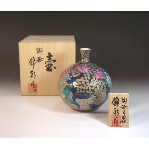 染錦松鶴文様花瓶｜有田焼 陶芸作家 藤井錦彩作 : 有田焼 藤井錦彩窯