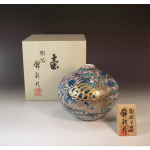 有田焼 金彩・プラチナ彩松竹梅鶴亀絵花瓶｜陶芸作家 藤井錦彩 作