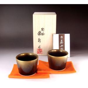 天目金彩蕎麦猪口ペアセット｜有田焼 陶芸家　藤井錦彩作｜有田焼 藤井錦彩窯