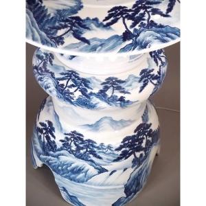 有田焼 染付山水画灯籠|陶芸作家 藤井錦彩 作の詳細画像3