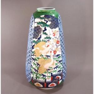 有田焼 金彩青海波松竹梅鶴絵特大花瓶|陶芸作家 ...の商品画像
