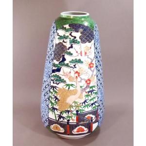 有田焼 金彩青海波松竹梅鶴絵特大花瓶|陶芸作家...の詳細画像1