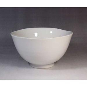 有田焼 陶芸家　藤井錦彩作　白磁波渕ご飯茶碗