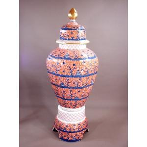 有田焼 染付山水画飾り壺｜陶芸作家 藤井錦彩 作 : 有田焼 藤井錦彩窯