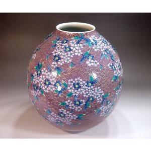 有田焼 金彩青海波桜絵花瓶|陶芸作家 藤井錦彩 作の詳細画像2