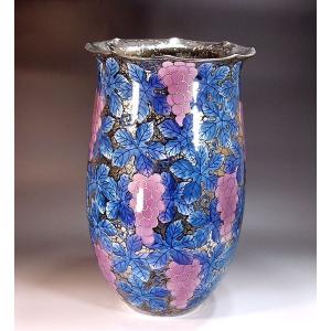 有田焼 天目釉プラチナ彩釉裏紅葡萄絵花瓶|陶芸作...の商品画像