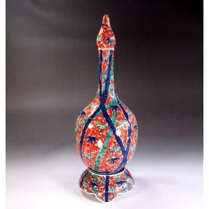古伊万里様式金欄手花篭図飾り六角壺｜有田焼 陶芸作家 藤井錦彩作