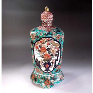 染付山水画飾り特大八角沈香壺｜有田焼 陶芸作家 藤井錦彩作 : 有田焼