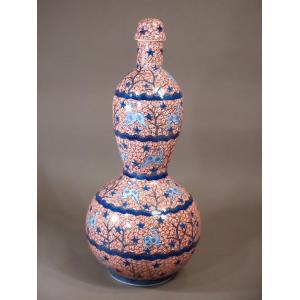 古伊万里様式金欄手花篭図飾り六角壺｜有田焼 陶芸作家 藤井錦彩作