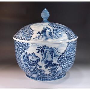 『有田焼』伝統工芸・総手描き古伊万里様式金欄手壺・陶芸作家 藤井錦彩 作 古伊万里様式金欄手花篭図飾り六角壺｜有田焼 陶芸作家 藤井錦彩作