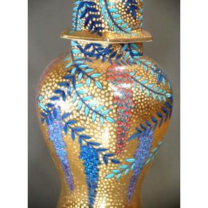 染錦黄金藤絵飾り沈香壺|有田焼 陶芸作家 藤井錦彩作の詳細画像2