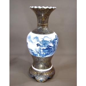 染錦金彩唐草割山水絵波渕飾り壺|有田焼 陶芸作家...の商品画像
