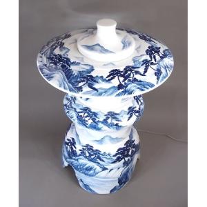 染付山水画灯籠|有田焼 陶芸作家 藤井錦彩作の詳細画像2
