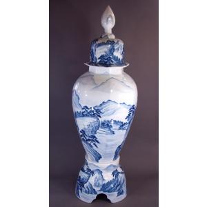 染付山水画飾り特大八角沈香壺|有田焼 陶芸作家...の詳細画像1