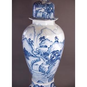 染付山水画飾り特大八角沈香壺|有田焼 陶芸作家...の詳細画像2