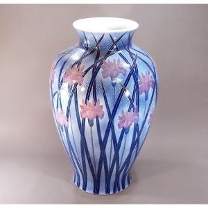 有田焼 金彩釉裏紅菖蒲絵特大花瓶|陶芸作家 藤...の詳細画像1