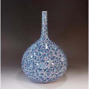 有田焼 色鍋島様式唐草牡丹絵鶴首花瓶|陶芸作家 ...の商品画像