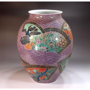 有田焼 金欄手様式青海波扇割花鳥絵花瓶|陶芸作家...の商品画像