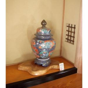 有田焼 金欄手様式唐草扇割花鳥絵飾り沈香壺|陶...の詳細画像3