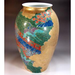有田焼 金彩江戸文様特大花瓶|陶芸作家 藤井錦彩 作の詳細画像2