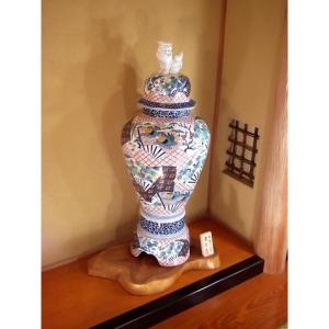 有田焼 染錦扇割花鳥絵飾り沈香壺|陶芸作家 藤...の詳細画像3