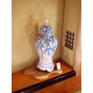 有田焼 染錦青海波文様藤燕絵飾り沈香壺|陶芸作...の詳細画像3