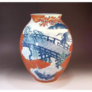 有田焼 金彩青海波江戸文様花瓶|陶芸作家 藤井錦彩 作の商品画像