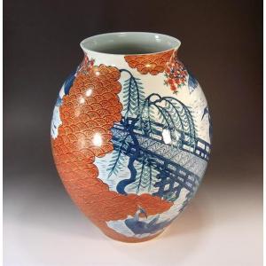 有田焼 金彩青海波江戸文様花瓶|陶芸作家 藤井...の詳細画像1