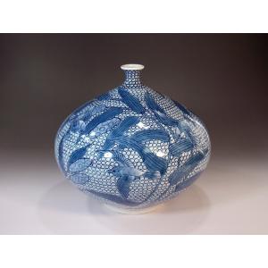 有田焼　藤井錦彩　花瓶　手描七宝文様　高28cm　送料無料　共箱しおり 染錦金彩七宝文様花瓶｜有田焼 陶芸作家 藤井錦彩作 : 有田焼 藤井錦彩