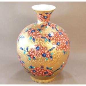 有田焼 黄金桜絵特大花瓶|陶芸作家 藤井錦彩 作の詳細画像2