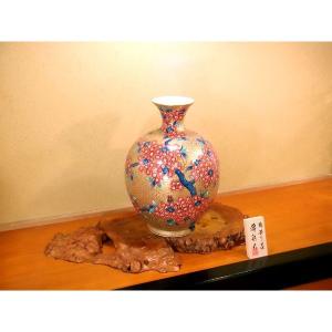 有田焼 黄金桜絵特大花瓶|陶芸作家 藤井錦彩 作の詳細画像3