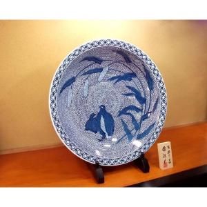 有田焼 染付鶉絵飾り大皿|陶芸作家 藤井錦彩 作の詳細画像3