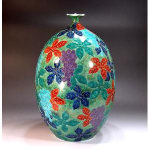 受注生産 薩摩焼 沈壽官窯（ちんじゅかん）白薩摩中丸花瓶 梅牡丹 代引