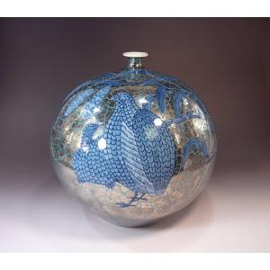 色鍋島様式薊絵花瓶｜有田焼 陶芸作家 藤井錦彩作 : 有田焼 藤井錦彩窯