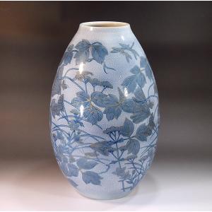 色鍋島様式波文様藤燕絵花瓶｜有田焼 陶芸作家 藤井錦彩作 : 有田焼
