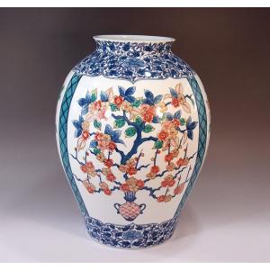 色鍋島様式薊絵花瓶｜有田焼 陶芸作家 藤井錦彩作 : 有田焼 藤井錦彩窯