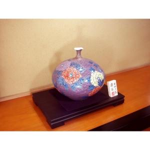 有田焼 染錦金彩青海波牡丹絵花瓶|陶芸作家 藤...の詳細画像3