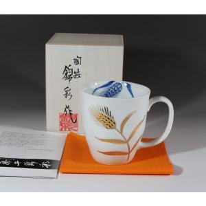 有田焼 金彩稲穂絵マグカップ｜陶芸家 藤井錦彩作　