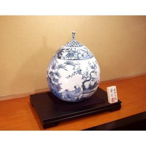 有田焼 古染付唐草割景図花瓶|陶芸作家 藤井錦彩 作の詳細画像3