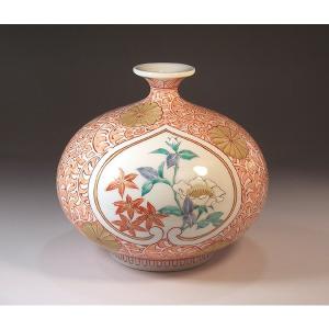 有田焼 金襴手景図飾り沈香壺｜陶芸作家 藤井錦彩 作 : 有田焼 藤井錦