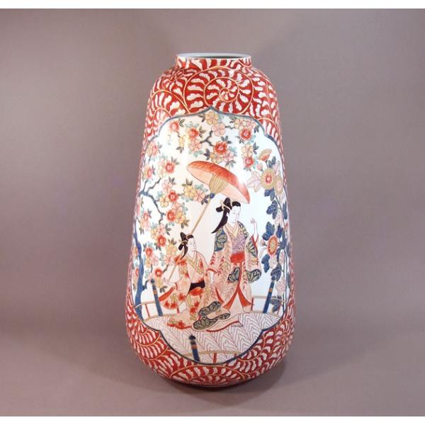 古伊万里染錦金彩唐草割元禄美人図特大花瓶｜有田焼 陶芸作家　藤井錦彩作